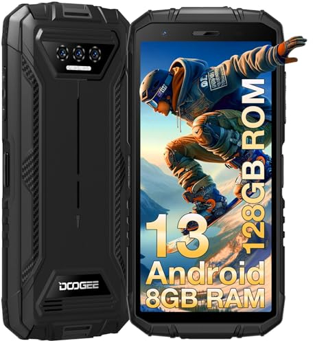 DOOGEE S41 Plus(2024) Outdoor Handy 8GB+128GB Octa Core Android 13 Outdoor Smartphone 6300mAh 13MP+ 8MP 5.5 HD+ 5G WiFi Outdoor Handy Ohne Vertrag 4G Dual SIM IP68/ IP69K/ NFC/OTG/GPS/Face ID