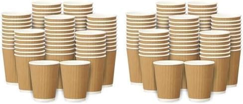 Zuvo Ripple Takeaway Paper Coffee Cups [30 Cups - 8 OZ] Best for Coffee Cups Hot Drinks - NO LIDS (Pack of 2)