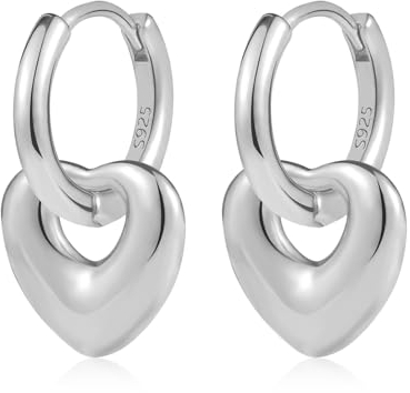 ALEXCRAFT Creolen Herz Ohrringe Silber 925 Hängend Klein Damen Geschenk für Frauen Freundin Mama Mädchen