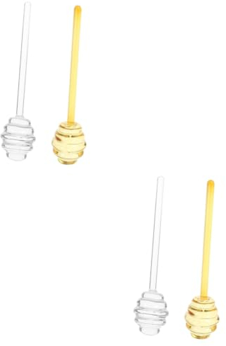 IMIKEYA 4 Pcs Honey Stirrer Glass Honey Dipper Small Glass Honey Stick Honey Mixing Stick Honey Mixing Rods Glass Stirring Rods Reusable Honey Dipper Sticks Honey Dipper Rods re-usable