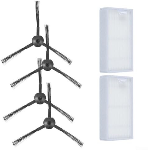 QOXEZY Kit di accessori di ricambio per robot aspirapolvere per Medion MD16192 MD18500 MD18501, 2 filtri, 4 spazzole laterali, 6 pezzi