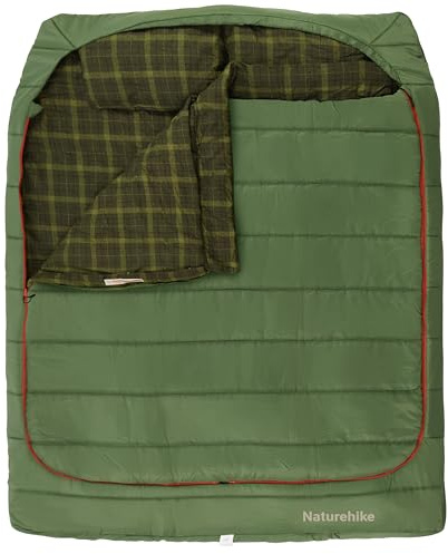 Naturehike Flannel Queen Size Double Sleeping Bag for Adults with Pillows, Doublewide Two Person Sleeping Bag for Couples & Whole Family, All Seasons for Camping, Hunting & Bedding