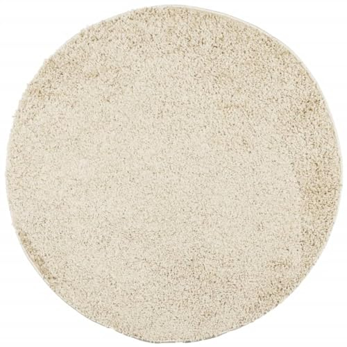 vidaXL Teppich Shaggy Hochflor, Bodenteppich Weich Flauschig, Flächenteppich für Wohnzimmer Schlafzimmer Flur, Flurteppich Hochflorteppich, Modern, Golden Ø 120cm