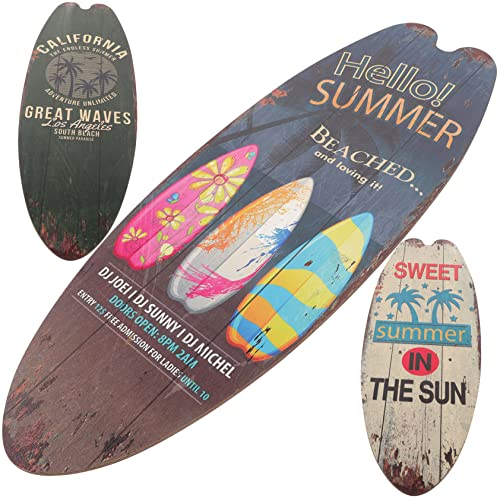 OUNONA Küsten-wandkunst-set 3-teilig Thema Dekoratives Holzschild Surfbrett-design Nautische Dekoration Für Zuhause