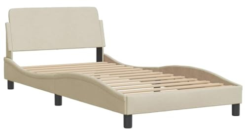 vidaXL Bettgestell Dover Creme 100x200 cm Stoff