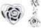 NUNUYAYA Perles Charms Argent Sterling 925 Breloque Pendentif Rose in Bloom Dangle Bead Compatible pour Femmes Filles Européen Bracelets Colliers 2pcs / Set