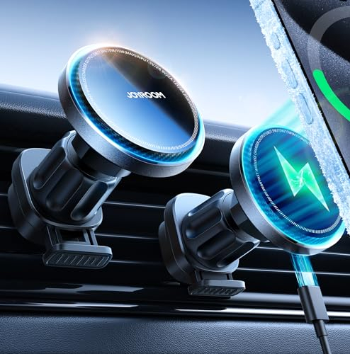 JOYROOM for Magsafe Car Mount Charger [15W Fastest Charging and Cooling Fan] Magnetic Wireless Charger for Air Vent, Magsafe Car Phone Holder compatible with iPhone 15/14/13/12 Series