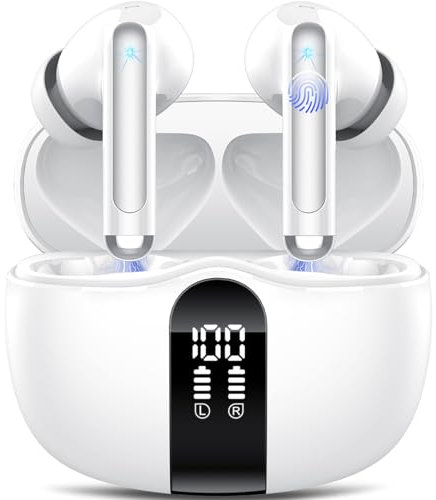 Tukio Bluetooth Kopfhörer, Kopfhörer Kabellos Bluetooth 5.3 In Ear Kopfhörer mit 4 ENC Noise Cancelling Mic, 40H Stunden, Mini Wireless Kopfhörer HiFi Stereo Tiefbass, Ohrhörer IP7 Wasserdicht
