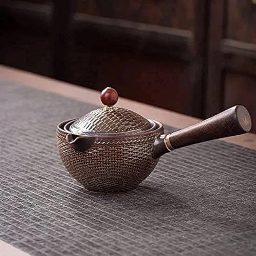 Teiera in Ceramica Cinese, teiera Singola in Ceramica a 360°, Macchina per Il tè Cinese con Filtro Domestico, Set da tè Kung Fu in Ceramica Nera, pentola Laterale Creativa, Confezione da Via