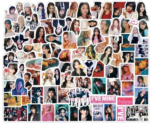 94 Stück IVE I'VE Aufkleber IVE Sticker I AM IV 2023 Neues Album Sticker Set Kitsch Mini Fotokarten Poster Set Geschenk für Fans Laptop Weihnachten (ive-B)