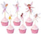 12 Stück Cake Topper Geburtstag Fee, Happy Birthday Tortendeko Feen, Küchen Deko Mädchen, Tortendeko Rosa, Muffin Deko Ballerina, Cupcake Deko, Cupcake Topper für Kinder Party