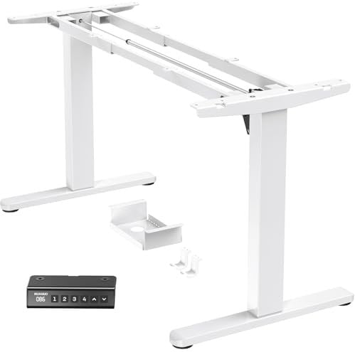 HUANUO Höhenverstellbarer Schreibtisch Gestell mit Bürstenlosem Motor,100 kg Tragfähigkeit Tischbeine Schreibtischgestell Höhenverstellbar für Tischplatten von 110x200cm,Nur Rahmen