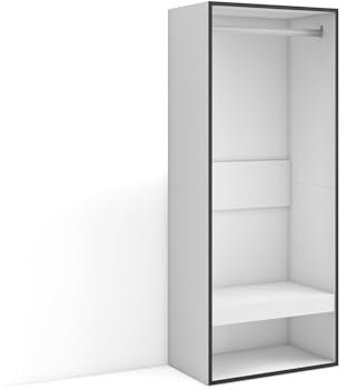 Skraut Home | Vestidor Abierto | Ropa, Zapatos, complementos | 60x145x35 cm | Dormitorio, habitación | Armario, Perchero | Estilo Moderno | Blanco
