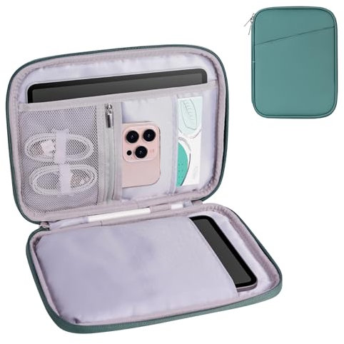 8-9 Inch Tablet Sleeve Bag, Padded Travel Pouch for Galaxy Tab A9 8.7/Tab A 8.4/Fire HD 8 (PU-Teal Blue9)