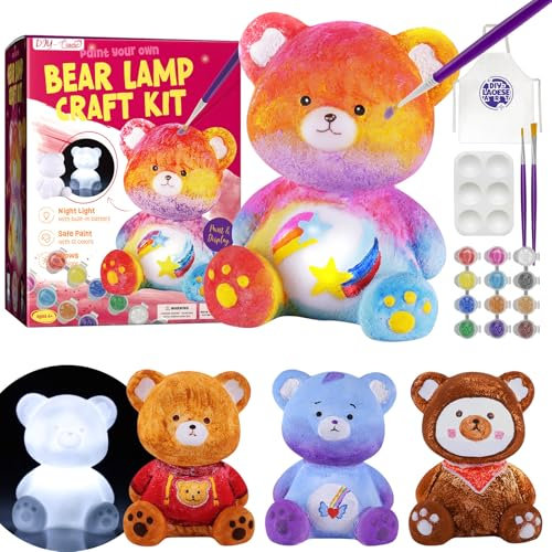 Kit de Pintura Lámpara, Luz Nocturna Oso 3D, Arte Kits de Manualidades Niños y Niñas 6 7 8 9 10 Años, Oso Juegos y Juguetes de Pintura para Niños 4-12 Años, Ideas Regalo Cumpleaños para Niñas y Niño