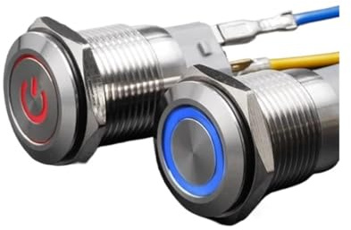 16mm Stainless Steel Metal Push Button Switch Momentary/Latching Led 6/12/24/220V With Fixation Power Start Stop Turns On/Off(Green POWER LED,24V)