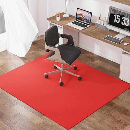 Generisch Bodenschutzmatte Bürostuhl Teppich, Schreibtischstuhl Bürostuhl Unterlage Groß,rutschfest Bürostuhlunterlage,Gaming Teppich Bürostuhl Matte für Parkett Hartböden Laminat,Rot,120x130cm