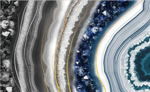 Papier Peint Panoramique Marbre Noir Bleu Papier Peint Chambre Adulte Papier Peint Panoramique Enfant Papier Peint Salon Décoratif Papier Peint Intissé 210x140cm