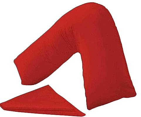 NURBAY V shaped pillowcase cover -100% Polycotton Back & Neck Support Orthopaedic Pregnancy |Nursing V Pillowcase covers only (Red)
