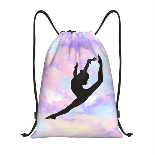Richugui Ballett-Tanz-Rucksack mit Kordelzug, für Mädchen, Tanz, Haltung, Sport, Fitnessstudio, Sack, Kordeltasche, Yogatasche für Männer und Frauen, Schwarz, One size