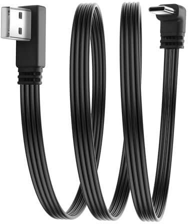 JSADZKJ Câble USB A 90 degrés vers USB C Câble de chargeur plat de type C vers USB 2.0 480Mbps Câble de charge et de synchronisation de données (USB A Gauche vers Type C Haut/Bas)
