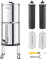 VEVOR Système de Filtration d'Eau par Gravité 7,5 L, Filtre à Eau par Gravité Réduction du Plomb et jusqu'à 99% du Chlore, Inox 304, avec 2 Filtres à Charbon Actif, 2 Filtres de Défluoration, Robinet