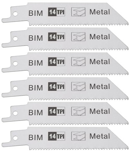 LT Easiyl Säbelsägeblätter, 100 mm, 14 TPI Bi-Metall-Säbelsägeblatt, 1/5-Zoll-Schaft, Metallschneidblätter, kompatibel mit Bosch, 6 Stück