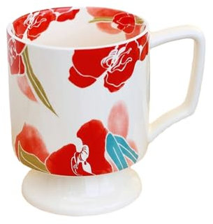 CAPIJIONG 400 ml Vintage-Iris-Kelch, Keramik, Nachmittagstee, Zuhause, Kaffeetasse – Iris Kelch rot – 400 ml