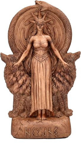 Figuren Shop GmbH Dekofigur Hekate – Esoterische Ritualfigur, Magische Altarfigur mit Ouroboros, Polyresin-Skulptur, 23 cm Höhe