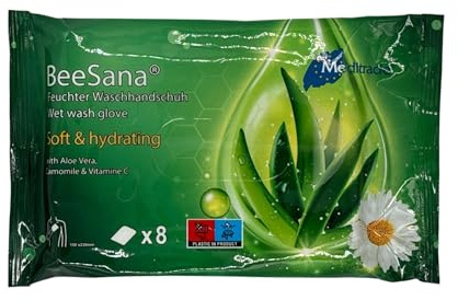 BeeSana® Feuchte Waschhandschuhe – Mit Vitamin C, Kamille & Aloe Vera – 8 Stück | Sanfte Reinigung & Pflege von Meditrade