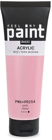 FeelMyPaint Acrylfarbe (rosa, 120 ml) Hochpigmentierte Farbe zum Malen auf Leinwand, Papier, Stoff, Holz, Glas, Keramik, Metall, Stein