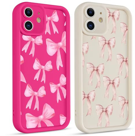 Coiwxmoi 2 Stück Handyhülle für iPhone 11 Hülle, Aesthetic Schleifen Fliege Muster Design Mädchen Frauen Schutzhülle, Silikon Stoßfest Cover Erhöhte Displayränder Case für iPhone11 6,1, Cute