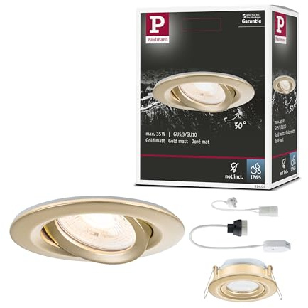 Paulmann 92403 Einbauleuchte Nova Plus IP65 rund 93mm 30° GU5,3 / GU10 max. 35W 230/12V dimmbar Gold matt