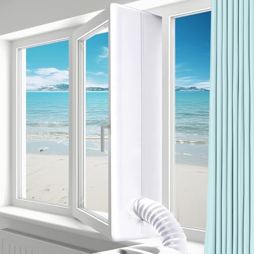 LURICO 400CM Kit Ventana Aire Acondicionado Portatil, Sello de Ventana Universal, Kit Aire Acondicionado Portatil Adecuado para Sellado Impermeable para Hogar/Oficina, Fácil Instalación