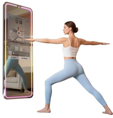 Smart Gym Spiegel für Home Workout | 32 Zoll HD Touchscreen Android 12 OS | 63 Zoll reflektierende Oberfläche | Kostenlose VIP kompatibel mit mehr