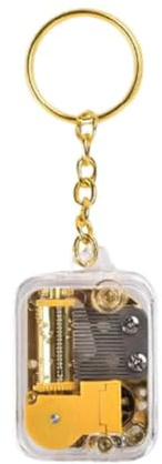 Suoumwa Musik-Schlüsselanhänger für Damen und Herren, Mini-Spieluhr, Uhrwerk, Schlüsselanhänger, Musikinstrument, Spielzeug, Auto, Tasche, Anhänger, Charms, Schmuck, Gold