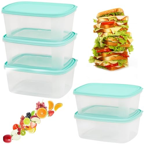 Pluto Packaging Airtight Leakproof Reusable Food Storage Containers | Complete With Lids Ideal For Lunchboxes (6 Containers With Lids, 3L)