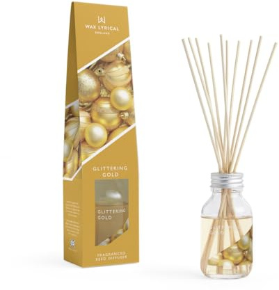 Wax Lyrical Glittering Gold Reed Diffuser 100ml | Opulent & Enchanting | Luxurious Festive Fragrance