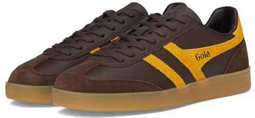Gola Men's Viper Leather Sneaker, Dark Brown/Sun/Gum, 11 UK