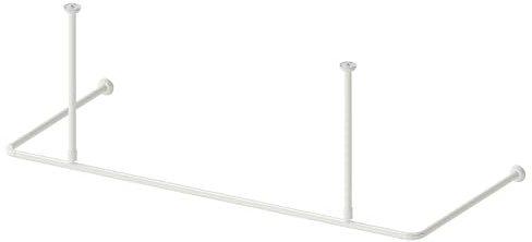 AQUABAD Hastaflex Frame Duschvorhangstange aus Aluminium, Farbe: Weiß, für Dusche und Badewannen, 165cm x 70cm, kürzbar, inkl. 20 Ösen