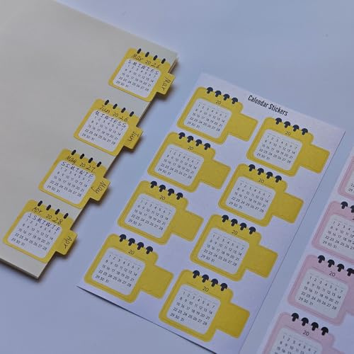 Writable Month Tabs Calendar Stickers for Annual Planners, Travel Logs, Project Notebooks, Work Reports (Victory)