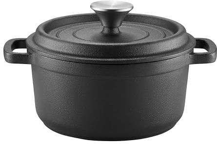 AMBITION Gusseisen Topf mit Deckel ofenfest 24 cm Iron 3,5 L Schmortopf Induktion alle Herdarten