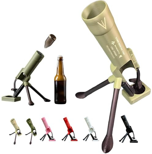 Abridor de botellas de cerveza, mortero de 51 mm, divertidas botellas de mortero manos libres, lanzador táctico para decoración del hogar, fiesta, bar, escritorio (verde) (caqui)