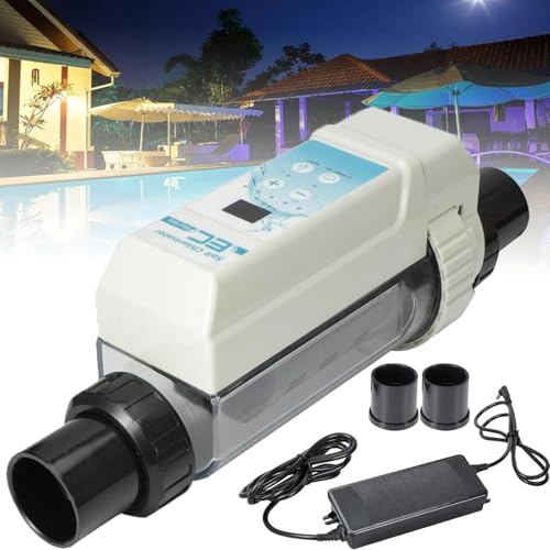 LHUITUI Chlorinateur Au Sel, Générateur Automatique Chlore Au Sel, Système Chloration Automatique Au Sel, Auto-Nettoyant, Traitement l'eau Piscine par Niveau Sel, pour Piscines Enterrées 100m³