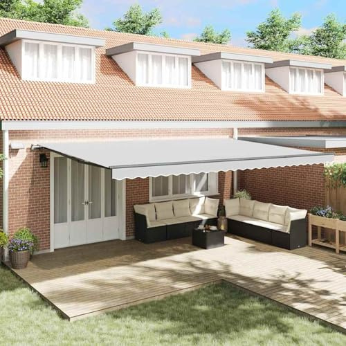 Manueller Markisenrahmen ausziehbar 500x350 cm, Aluminium Gestänge Anthrazit, wetterfest & langlebig, einfacher Aufbau für Terrasse Garten Balkon, 1 Stück Rahmen ohne Tuch