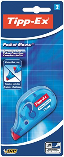 Tipp-Ex 8207912 Korrekturroller Pocket Mouse, mit Bandschutzkappe im Blister à 2 Stück, Korrekturband 10 m x 4.2 mm
