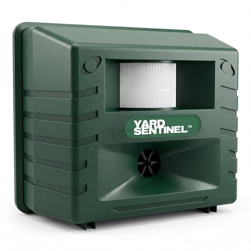 ASPECTEK Yard Sentinel Outdoor Ultrasonic Animal Repeller with Motion Sensor, Adjustable Volume, IPX4 Weather-Resistant, Powerful Repel for Squirrel, Raccoon, Skunk, Rabbit, Fox, Deer - 1 Pack