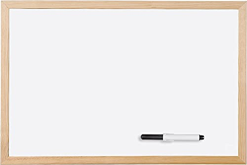 Whiteboard, trocken abwischbar, mit Holzrahmen und Marker, 40 x 30 cm