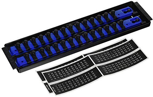 Ernst Manufacturing - 8496 Socket Boss 2-Rail 3/8-Inch-Drive Socket Organizer, 13-Inch, Blue