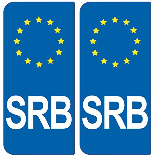 2 Aufkleber-Nummernschild Auto SRB Serbien – ID europäischen